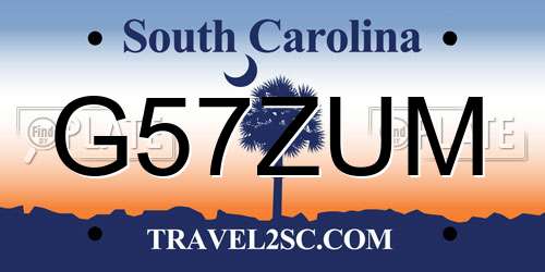 G57ZUM South Carolina License Plate