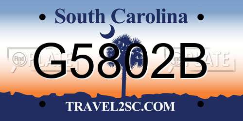 G5802B South Carolina License Plate