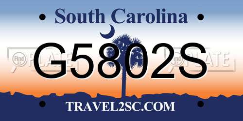 G5802S South Carolina License Plate