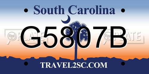G5807B South Carolina License Plate