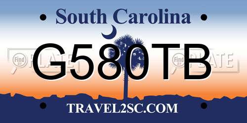 G580TB South Carolina License Plate