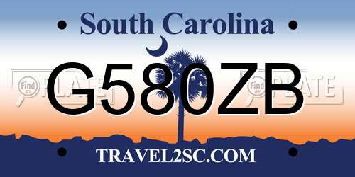 G580ZB South Carolina License Plate