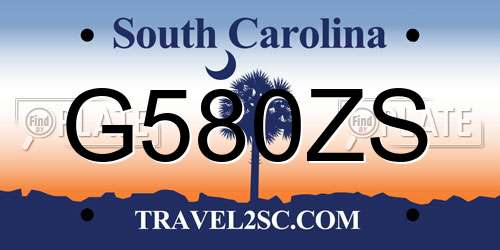 G580ZS South Carolina License Plate