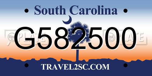 G582500 South Carolina License Plate