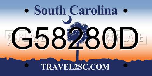 G58280D South Carolina License Plate