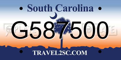 G587500 South Carolina License Plate