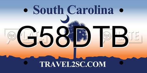 G58DTB South Carolina License Plate