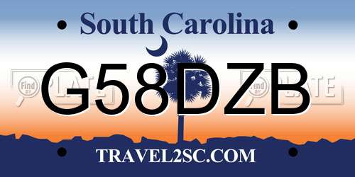 G58DZB South Carolina License Plate