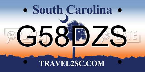 G58DZS South Carolina License Plate