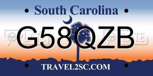 G58QZB South Carolina License Plate