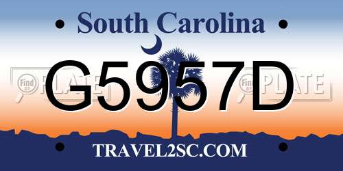 G5957D South Carolina License Plate