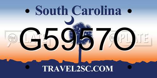 G5957O South Carolina License Plate