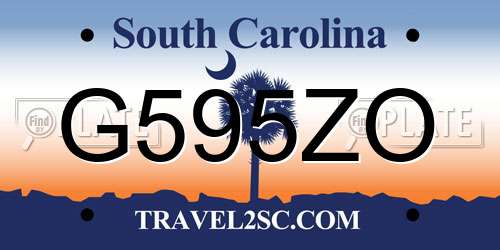 G595ZO South Carolina License Plate