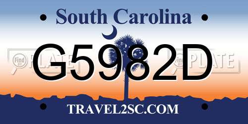 G5982D South Carolina License Plate