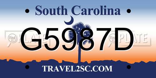 G5987D South Carolina License Plate