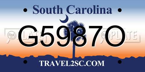 G5987O South Carolina License Plate