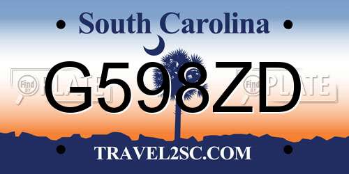 G598ZD South Carolina License Plate