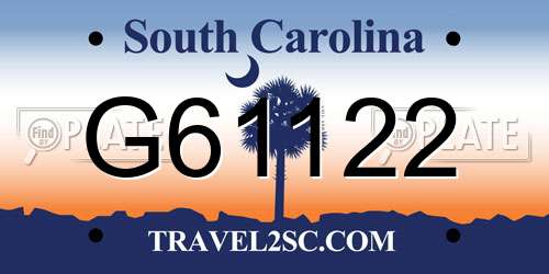 G61122 South Carolina License Plate