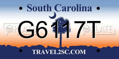 G6117T South Carolina License Plate