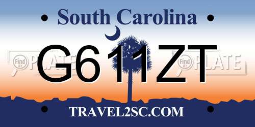 G611ZT South Carolina License Plate