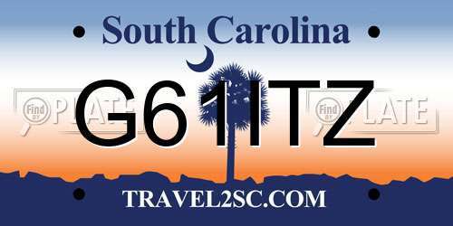 G61ITZ South Carolina License Plate