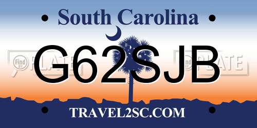 G62SJB South Carolina License Plate