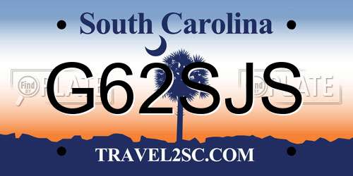 G62SJS South Carolina License Plate