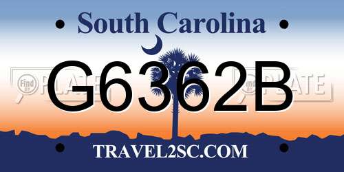 G6362B South Carolina License Plate