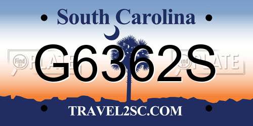 G6362S South Carolina License Plate