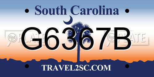 G6367B South Carolina License Plate