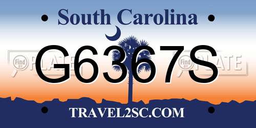 G6367S South Carolina License Plate