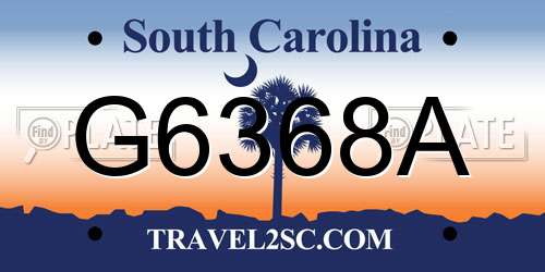 G6368A South Carolina License Plate