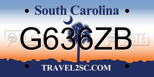 G636ZB South Carolina License Plate