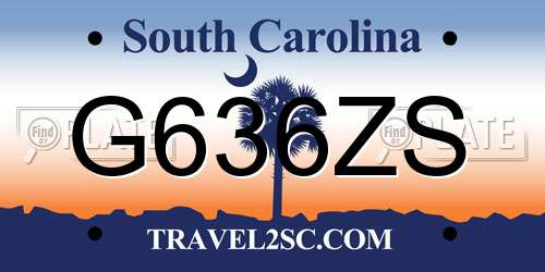G636ZS South Carolina License Plate