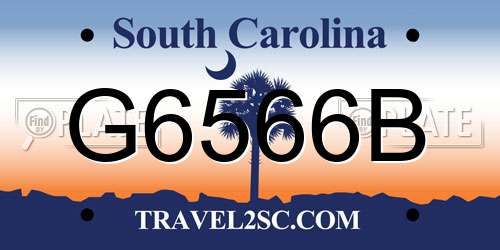 G6566B South Carolina License Plate