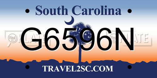 G6596N South Carolina License Plate