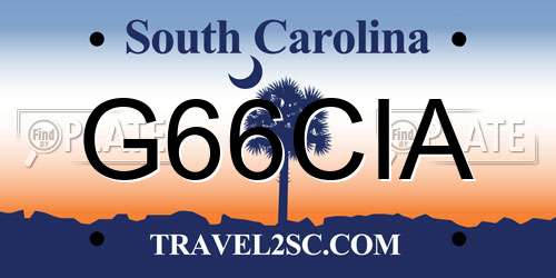 G66CIA South Carolina License Plate