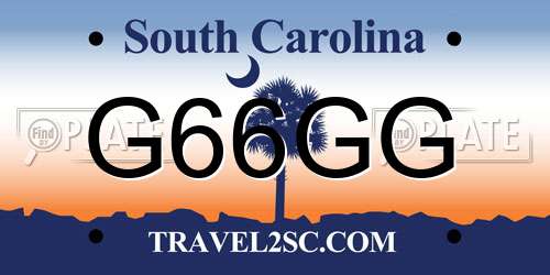G66GG South Carolina License Plate