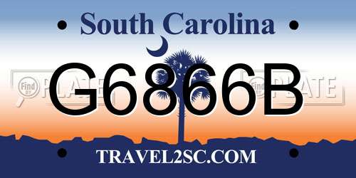G6866B South Carolina License Plate