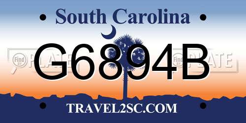 G6894B South Carolina License Plate