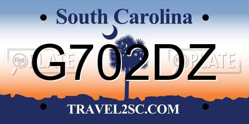 G702DZ South Carolina License Plate