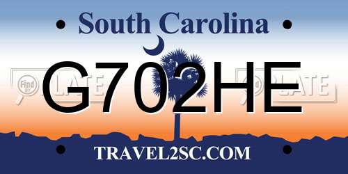G702HE South Carolina License Plate