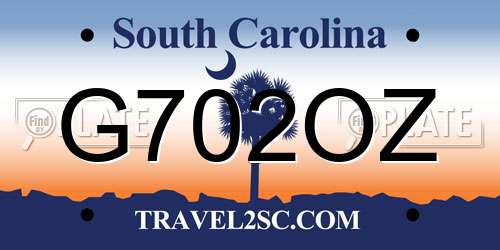 G702OZ South Carolina License Plate