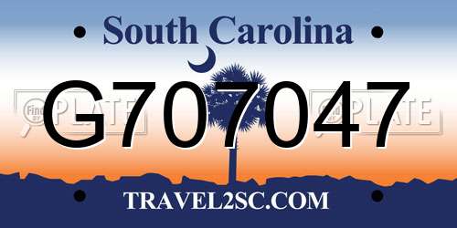 G707047 South Carolina License Plate