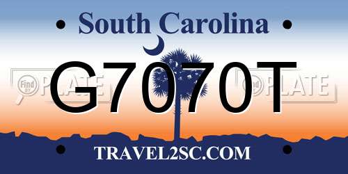 G7070T South Carolina License Plate