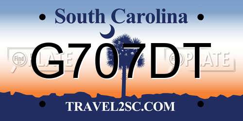 G707DT South Carolina License Plate