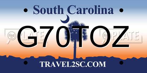G70TOZ South Carolina License Plate