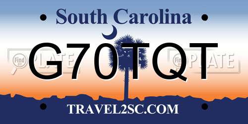 G70TQT South Carolina License Plate