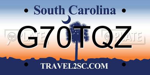 G70TQZ South Carolina License Plate