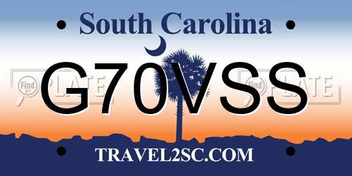 G70VSS South Carolina License Plate